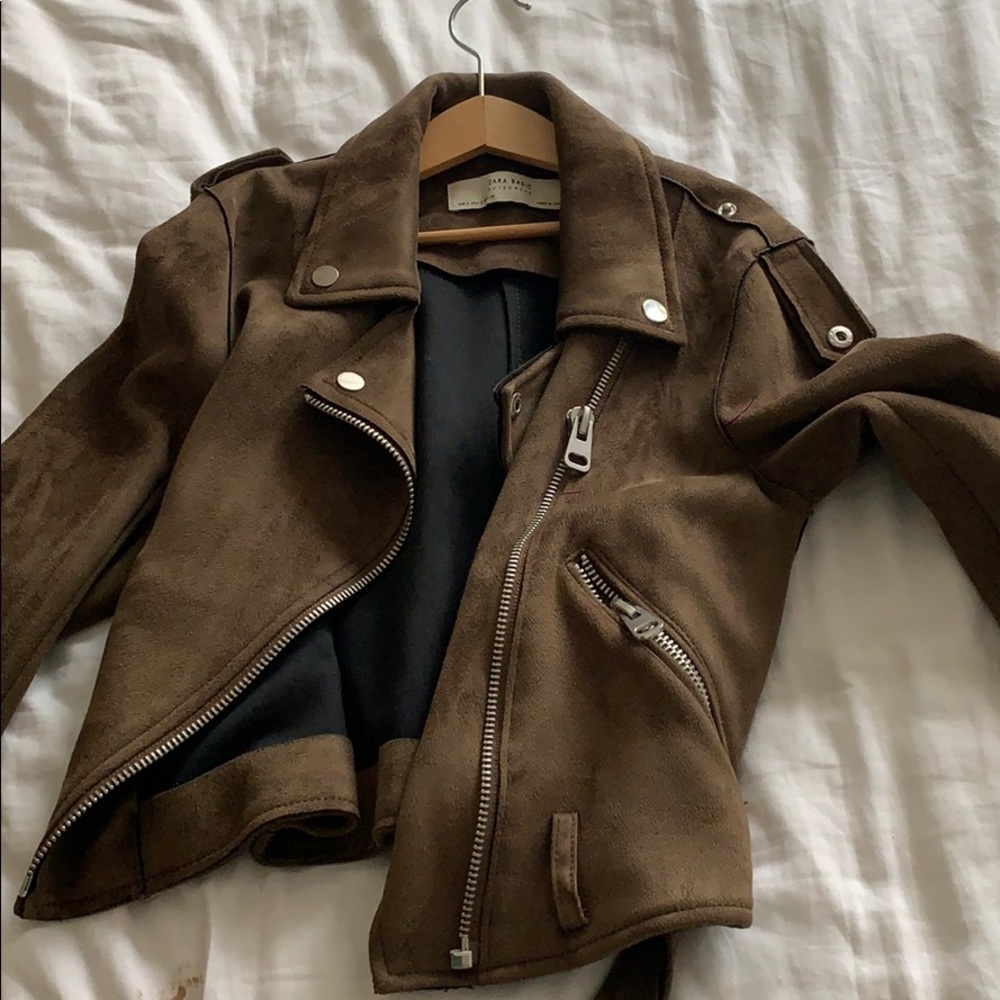 ZARA BROWN JACKET WITH SILVER DETAILS